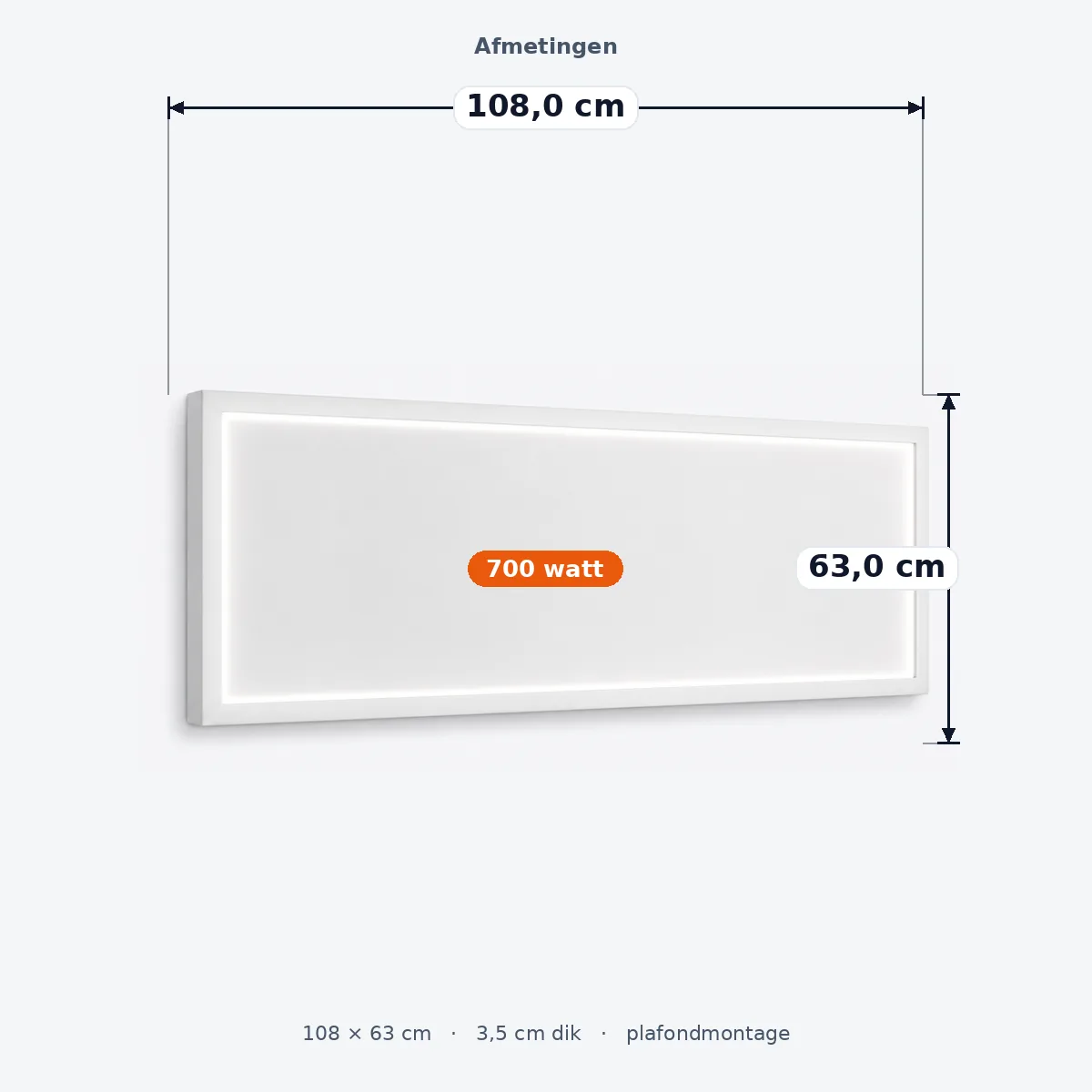 Infrarood paneel 700W 63x108 cm met LED – plafondmontage – VH Monza
