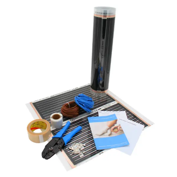 Doe-het-zelf infrarood vloerverwarmingspakket (100 cm breed - 80 watt/m²) - 20m² totaal