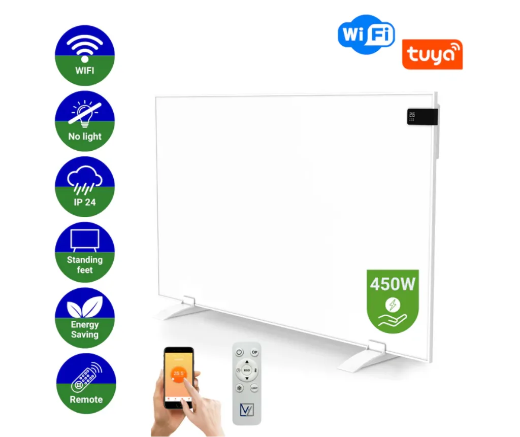 Infrarood verwarmingspaneel 50x90 cm – 450 Watt – vrijstaand & wand | VH Superia V3