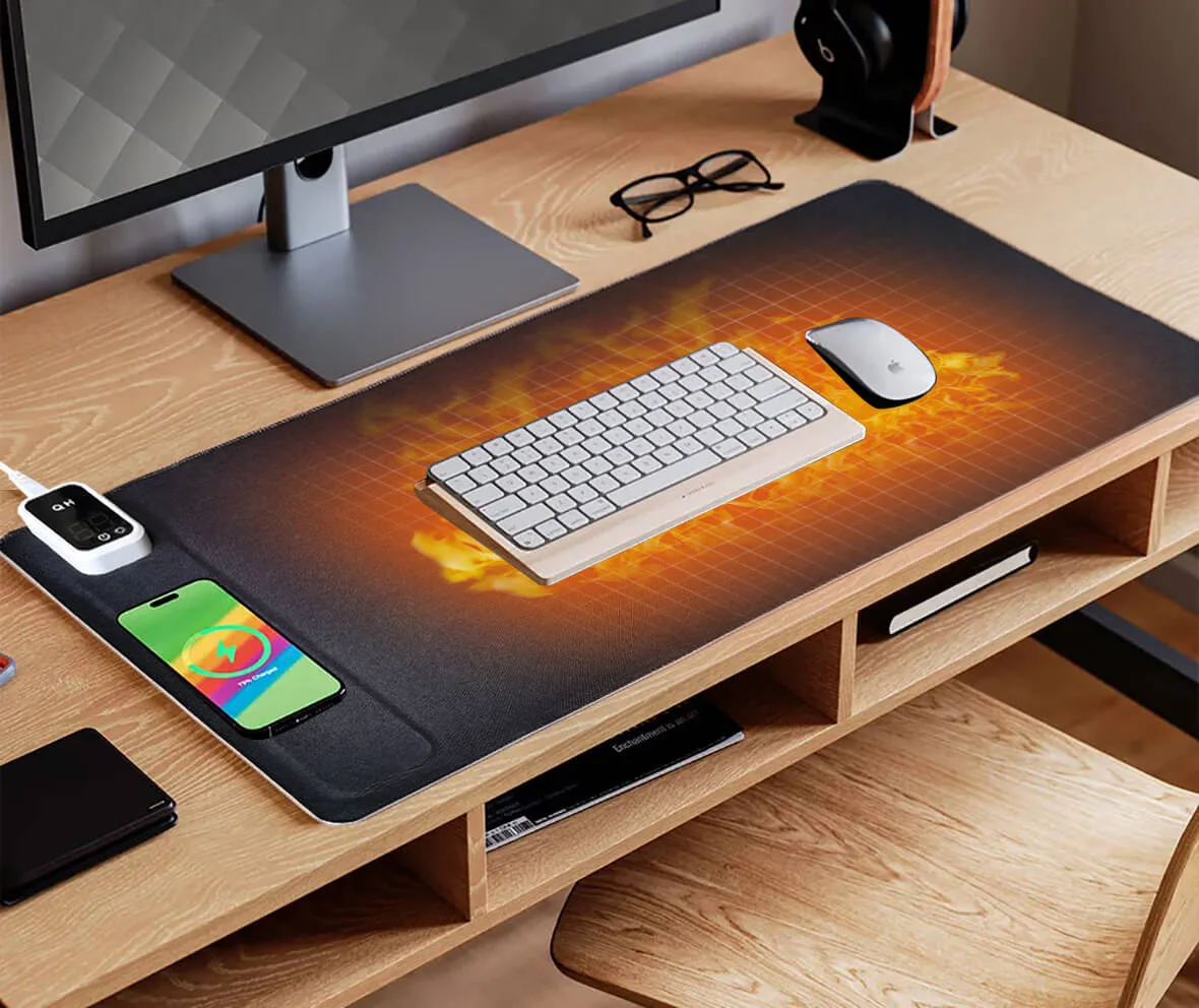 Verwarmde bureau onderlegger met oplader en led - 80 x 40cm