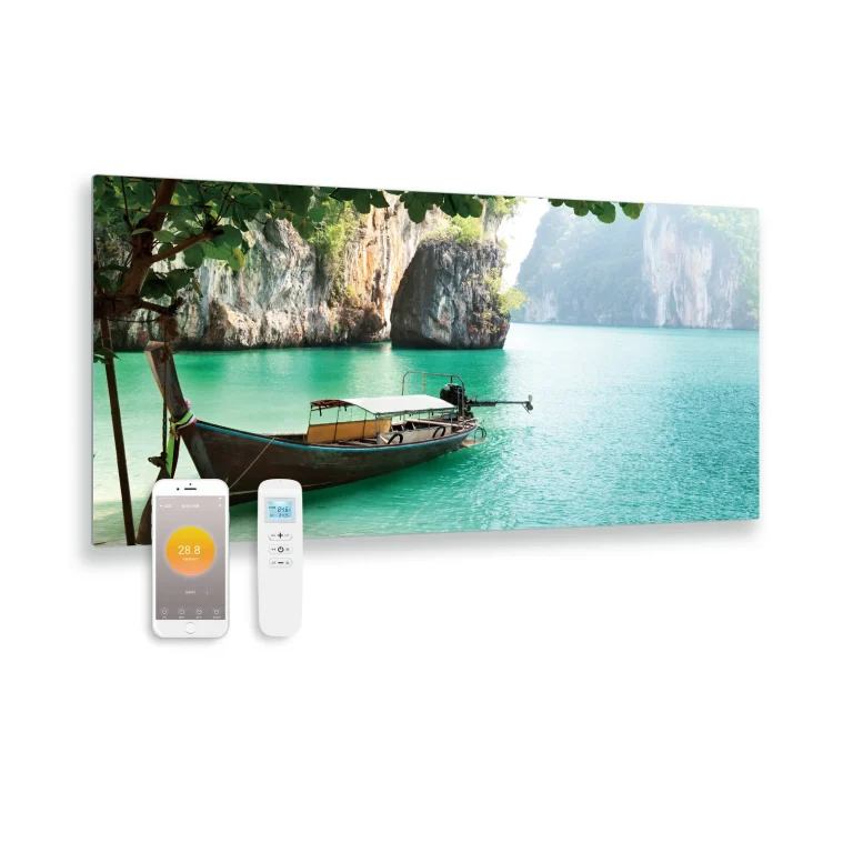 Bedrukte glazen infraroodpaneel - Boot - 119x59cm - 700W