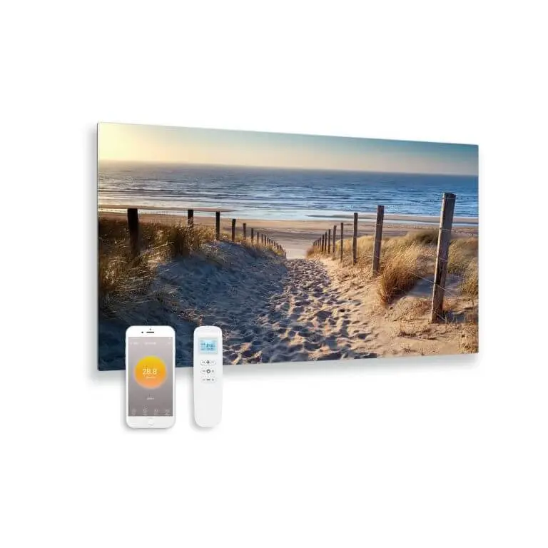 Bedrukte glazen infraroodpaneel - Duinen - 100x59cm - 580W