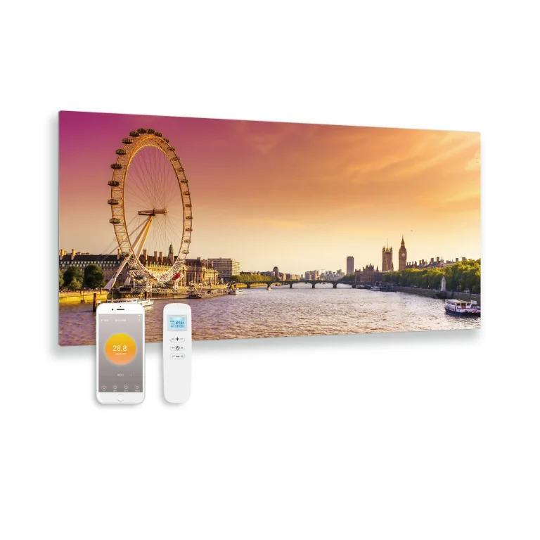 Bedrukte glazen infraroodpaneel - London Eye - 119x59cm - 700W