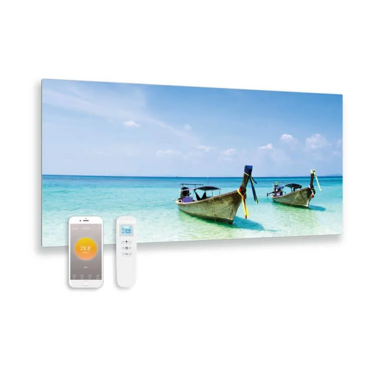 Bedrukte glazen infraroodpaneel - Zee - 119x59cm - 700W