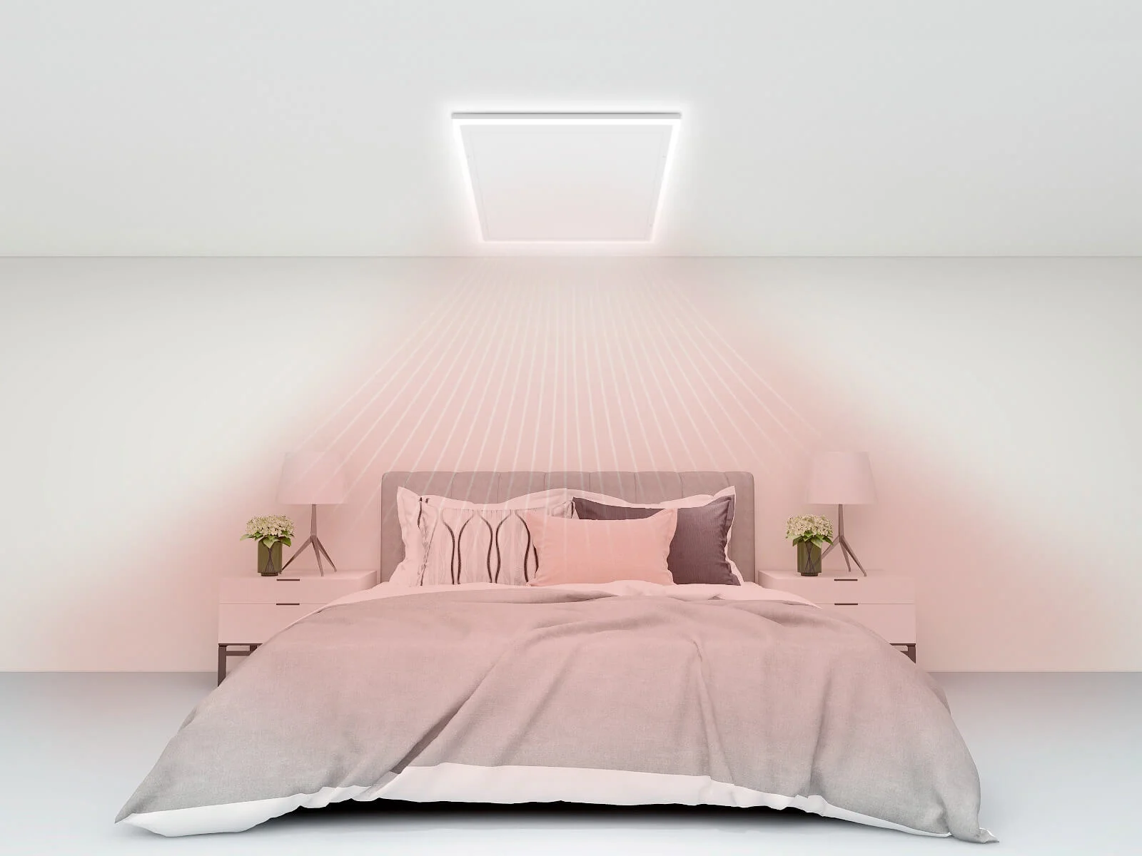 Infrarood paneel 63x108 cm – 700 Watt – energiezuinig verwarmingspaneel met LED verlichting & WiFi – plafondmontage | VH-HH