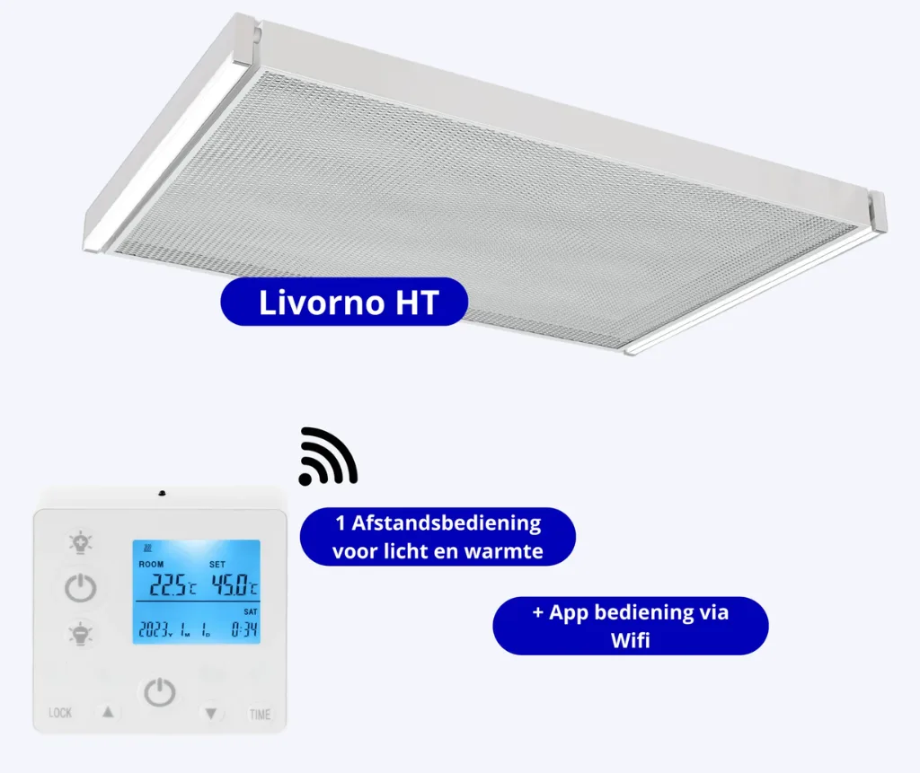 Infrarood verwarmingspaneel met verlichting - 1200W - VH Livorno