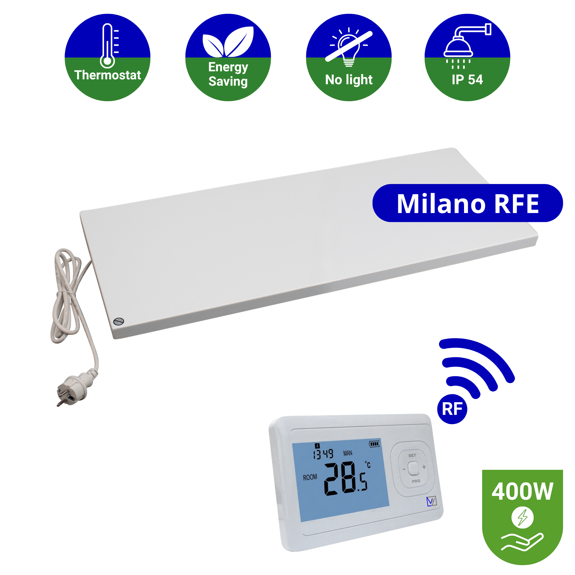 Infrarood paneel 400 watt - Milano RFE - 30 x 100 cm - Plafondpaneel met Echo-ontvanger
