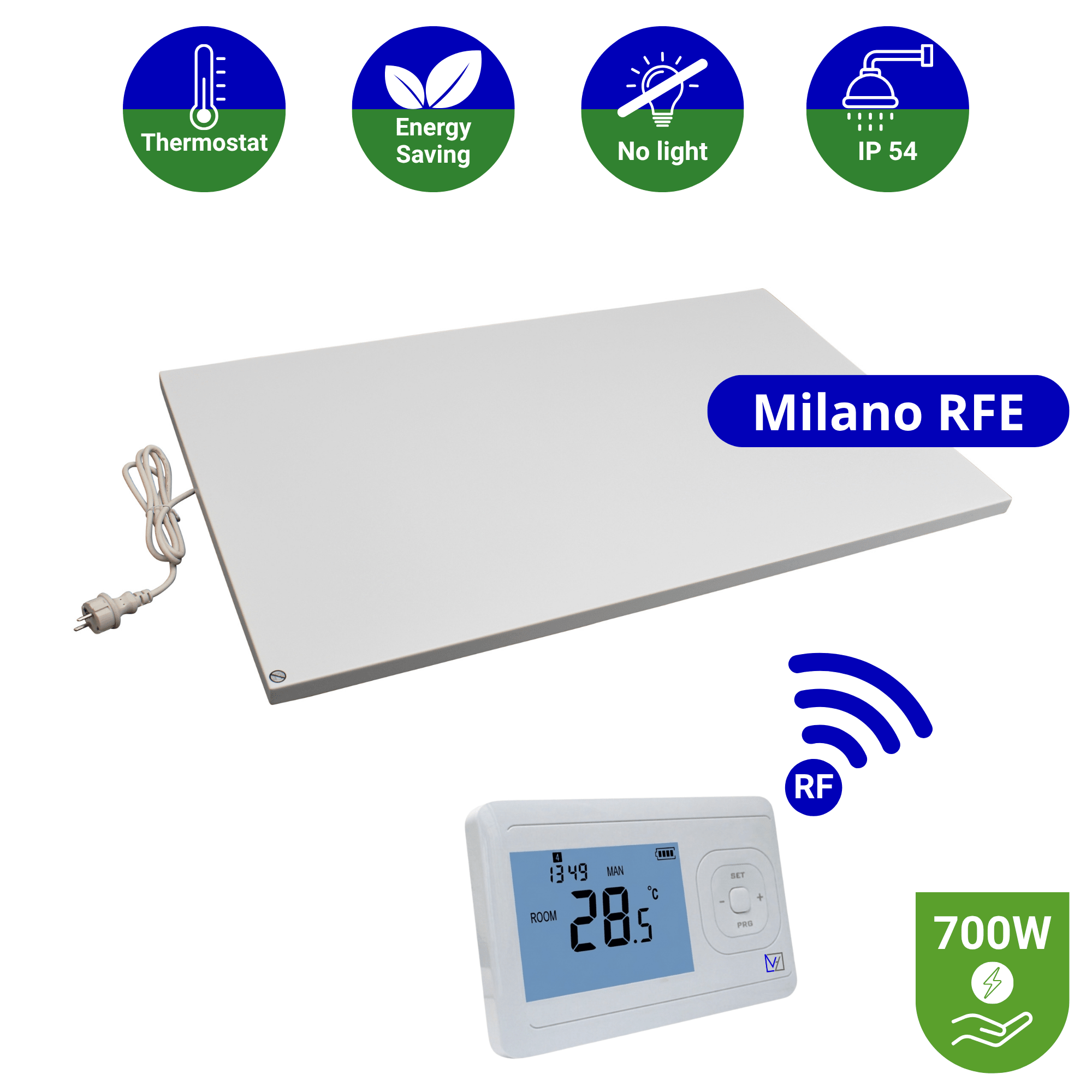 Infrarood paneel 700 watt - Milano RFE - 60 x 100 cm - Plafondpaneel met Echo-ontvanger