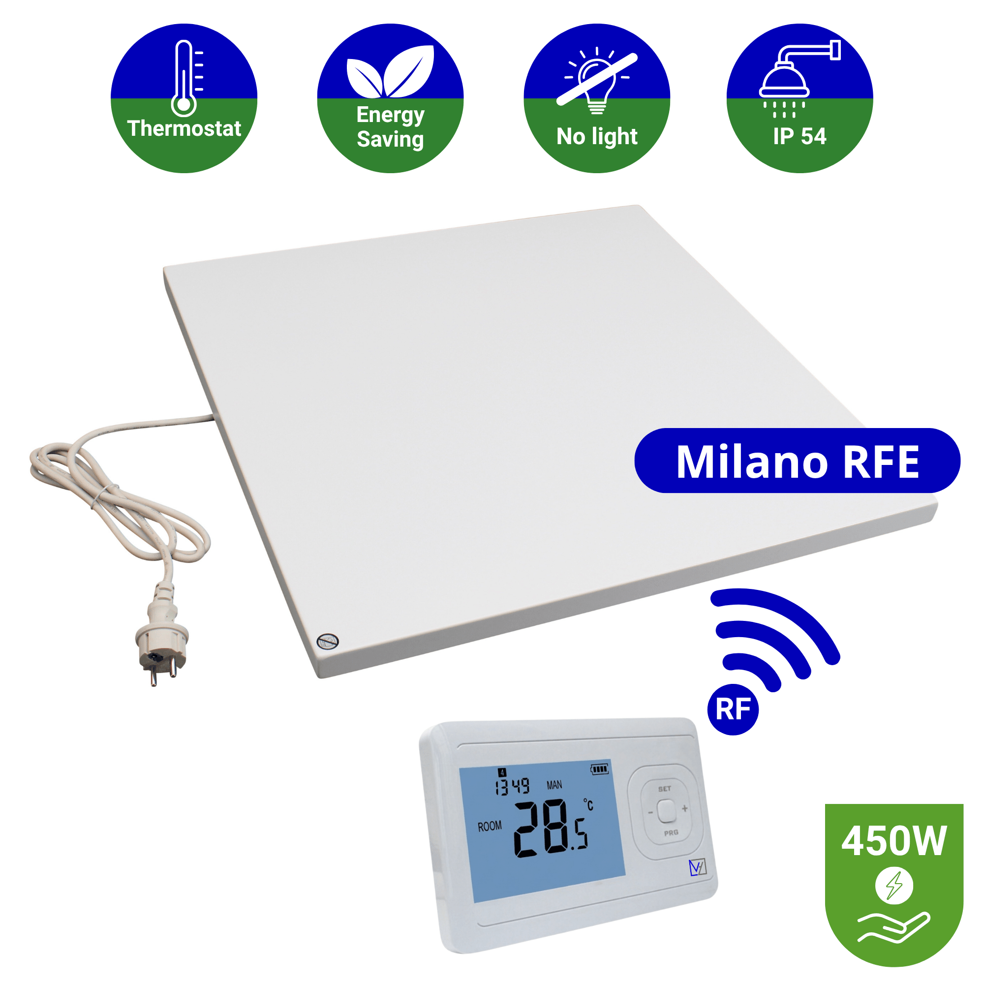 Infrarood paneel 450 watt - Milano RFE - 60 x 60 cm - Plafondpaneel met Echo-ontvanger