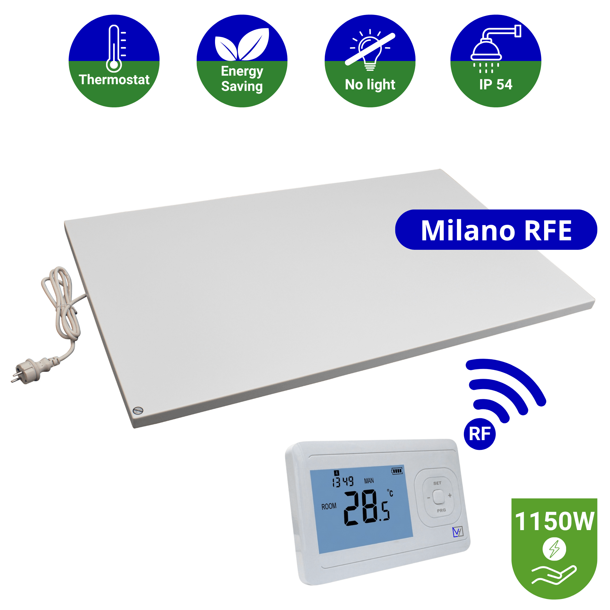Infrarood paneel 1150 watt - Milano RFE - 75 x 120 cm - Plafondpaneel met Echo-ontvanger