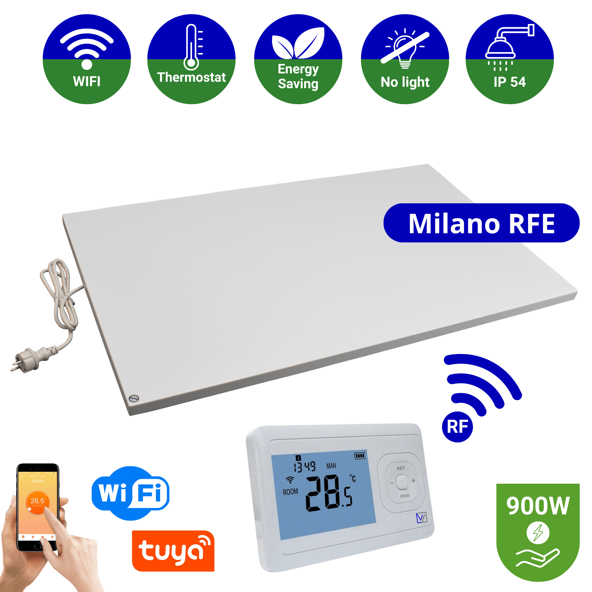 Infrarood paneel 900 watt - Milano RFE - 60 x 120 cm - Plafondpaneel met Echo-ontvanger